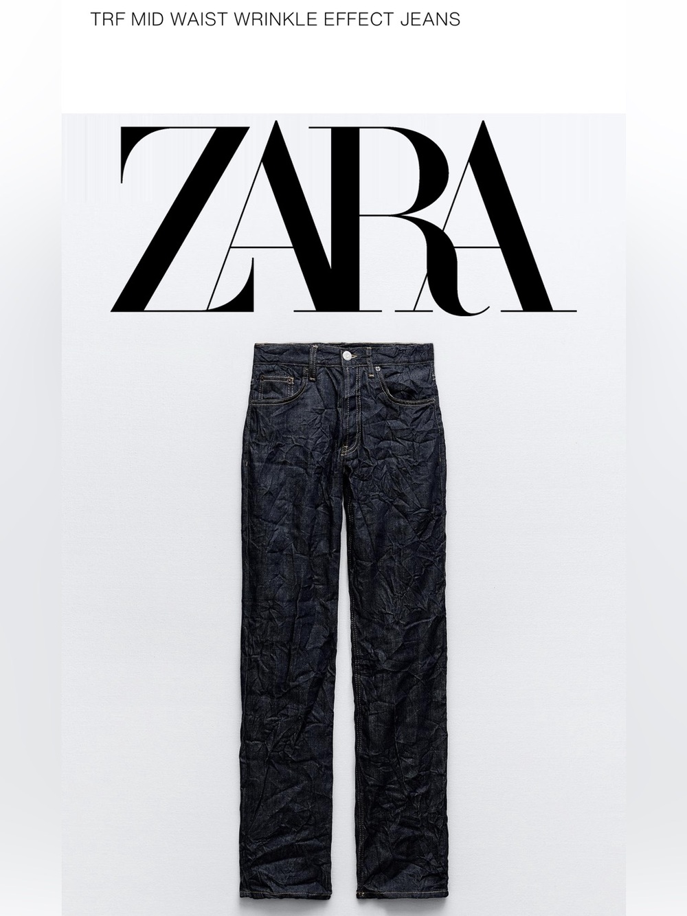 Zara Crinkled Denim Jeans